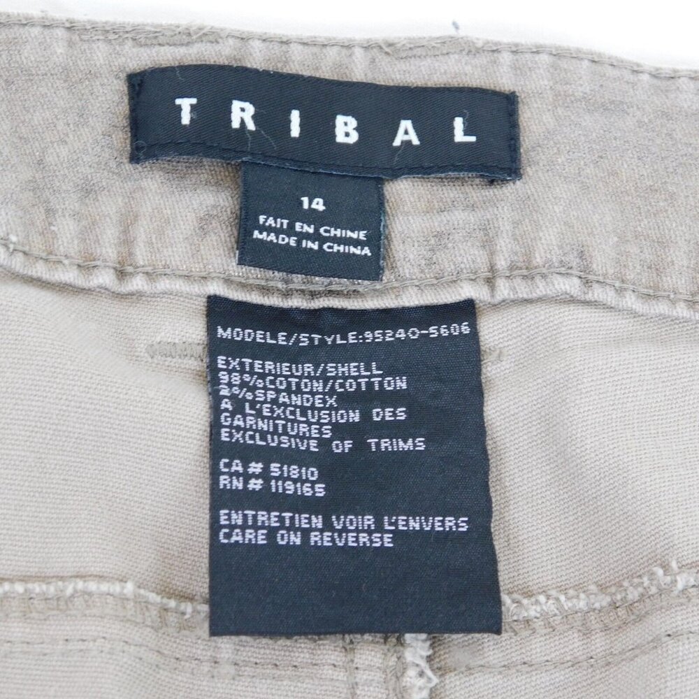 Tribal Brand Women Size 14 Pants Taupe Straight Cut Snake Skin Print Metallic - Picture 9 of 10